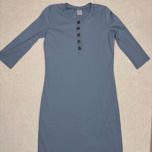Lou Lou & Company Ocean Blue nursing dress faux henley neckline 3/4 sleeves SZ M